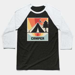 CAMPER | Vintage Camping Poster Baseball T-Shirt
